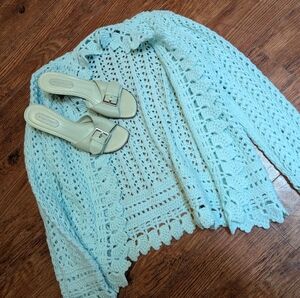 Mint Green Crochet Sweater